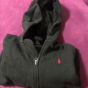 Ralph Lauren Black Zip-Up with Red Emblem